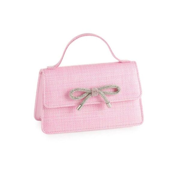 SHIRALEAH BOWIE STRAW MINI BAG in Pink / NWT - Picture 2 of 6